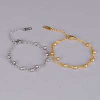 Bracelet Coréen Double Sphère Petite Boule Or Perle Titane Acier En Gros main image 6