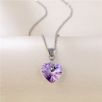 Fashion Crystal Heart-shape Titanium Steel Necklace Wholesale main image 1