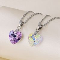 Fashion Crystal Heart-shape Titanium Steel Necklace Wholesale main image 3