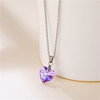 Fashion Crystal Heart-shape Titanium Steel Necklace Wholesale main image 5