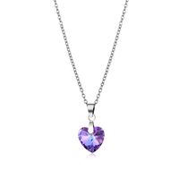 Fashion Crystal Heart-shape Titanium Steel Necklace Wholesale main image 6