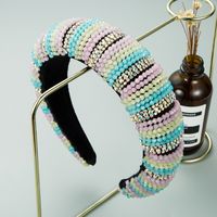 Fashion Hand-sewn Crystal Widened Thickened Sponge Headband Wholesale main image 3