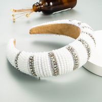 Fashion Hand-sewn Crystal Widened Thickened Sponge Headband Wholesale main image 4