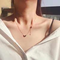 Fashion Rhinestone Heart-shape Titanium Steel Necklace Wholesale sku image 1
