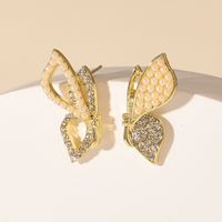 Butterfly Diamond Pearl Earrings main image 5