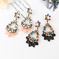 Fashion Alloy Diamond Flower Long Earrings Wholesale main image 1