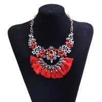 Fashion Color Tassel Inlaid Rhinestone Alloy Necklace Wholesale main image 2