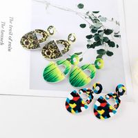 Korean Splicing Oval Contrast Color Acrylic Earrings Wholesale main image 1