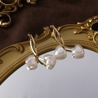 Simple Heart-shaped Pearl Cross Long Earrings main image 3