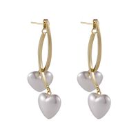 Simple Heart-shaped Pearl Cross Long Earrings main image 6