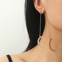 Fashion Diamond-studded Star Moon Long Tassel Earrings main image 1