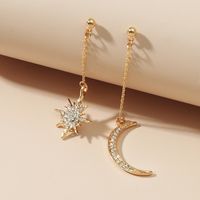 Fashion Diamond-studded Star Moon Long Tassel Earrings main image 4