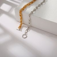 Wholesale Punk Gold Silver Stitching Chain Necklace main image 3