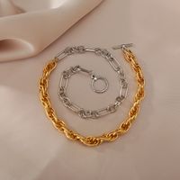 Wholesale Punk Gold Silver Stitching Chain Necklace main image 4