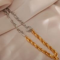 Wholesale Punk Gold Silver Stitching Chain Necklace main image 5