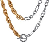 Wholesale Punk Gold Silver Stitching Chain Necklace main image 6