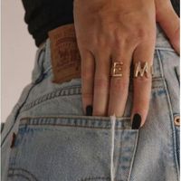 Ins Internet Celebrity Same Style Brass English Letters Ring Female Fashion European And American Cold Style Open-end Personality Ring Knuckle Ring main image 5