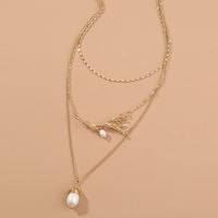 Fashion Gold Branch Leaf Pearl Multilayer Necklace main image 4