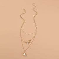 Fashion Gold Branch Leaf Pearl Multilayer Necklace main image 5