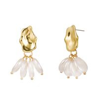 Fashion Gold Special-shaped Pure White Pearl Earrings Wholesale main image 6