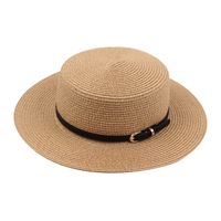 Fashion Sunshade Sunscreen Short Brim Flat-top Straw Hat Wholesale main image 2