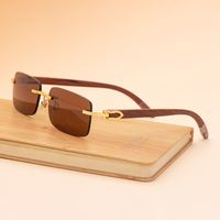 النظارات الشمسية العصرية للرجال مقلاع أرجل خشبية أصلية بدون إطار نظارة شمسية main image 5