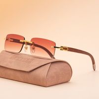 النظارات الشمسية العصرية للرجال مقلاع أرجل خشبية أصلية بدون إطار نظارة شمسية main image 4