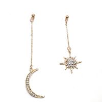 Fashion Diamond-studded Star Moon Long Tassel Earrings sku image 1