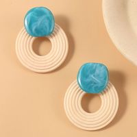 Bohemian Geometric Resin Wooden Round Acrylic Earrings sku image 1