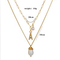 Fashion Natural Freshwater Pearl Alloy Letter A Multilayer Necklace sku image 1