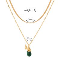 Fashion Handmade Butterfly Green Natural Stone Pendant Multi-layer Necklace sku image 1