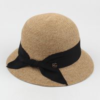 Mode Dôme Bowknot Grand Avant-toit Crème Solaire Chapeau De Paille En Gros sku image 1