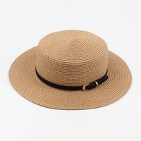 Fashion Sunshade Sunscreen Short Brim Flat-top Straw Hat Wholesale sku image 1