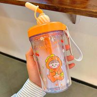 Fashion Straw Mixing Double-layer Plastic Cup Wholesale sku image 1