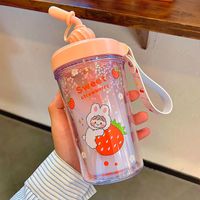 Fashion Straw Mixing Double-layer Plastic Cup Wholesale sku image 3