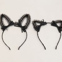 Fashion Korean Cute New Style Black Cat Bunny Ears Headband Set main image 5