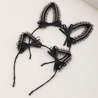 Fashion Korean Cute New Style Black Cat Bunny Ears Headband Set sku image 1