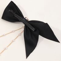 Fashion Korean New Style Simple Bowknot Double Chain Pearl Word Clip main image 3