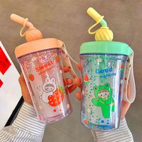 Fashion Straw Mixing Double-layer Plastic Cup Wholesale main image 1