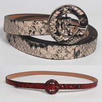 Fashion Round Buckle Snake Pattern Wide Belt main image 2