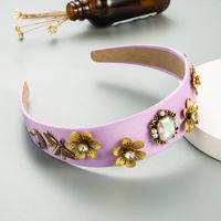 Baroque Flower Bee Pearl Fabric Headband sku image 2