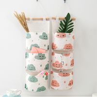 Home Back-style Dormitory Multi-layer Cotton And Linen Cloth Art Hanging Bag Storage Bag main image 2