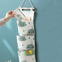 Home Back-style Dormitory Multi-layer Cotton And Linen Cloth Art Hanging Bag Storage Bag main image 3
