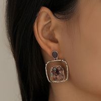 Retro Square Hollow Gravel Diamond Earrings main image 3