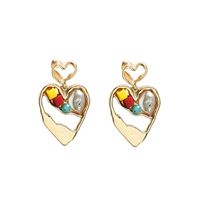 Korean Pearl Gravel Love Earrings Candy Color Heart Earrings sku image 1