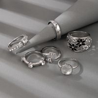 New Fashion Style All-match Hollow Flower Diamond Geometric Triangle Ring Set main image 5