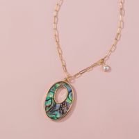 Fashion Oval Color Abalone Shell Alloy Necklace Wholesale sku image 1