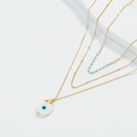 Bohemian Bead Eye Pendant Hand-woven Double Necklace main image 2