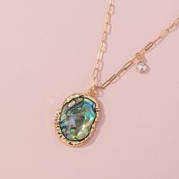 Fashion Irregular Metal Pendant Natural Color Abalone Shell Necklace main image 4