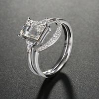 New 925 Silver Fashion Simple Diamond Geometric Ring main image 1